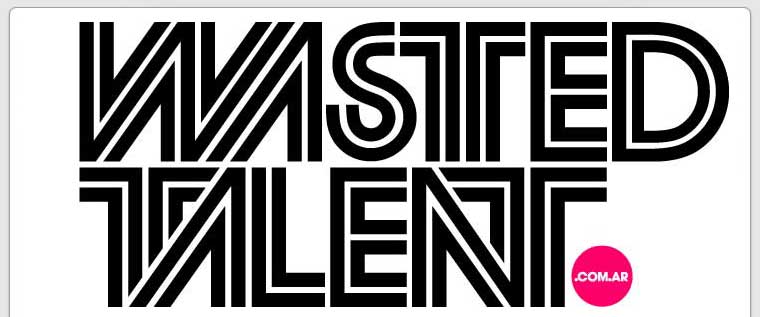 Wasted Talent logo V2, 2009 — geometric Art-Deco wordmark with hot-pink dot